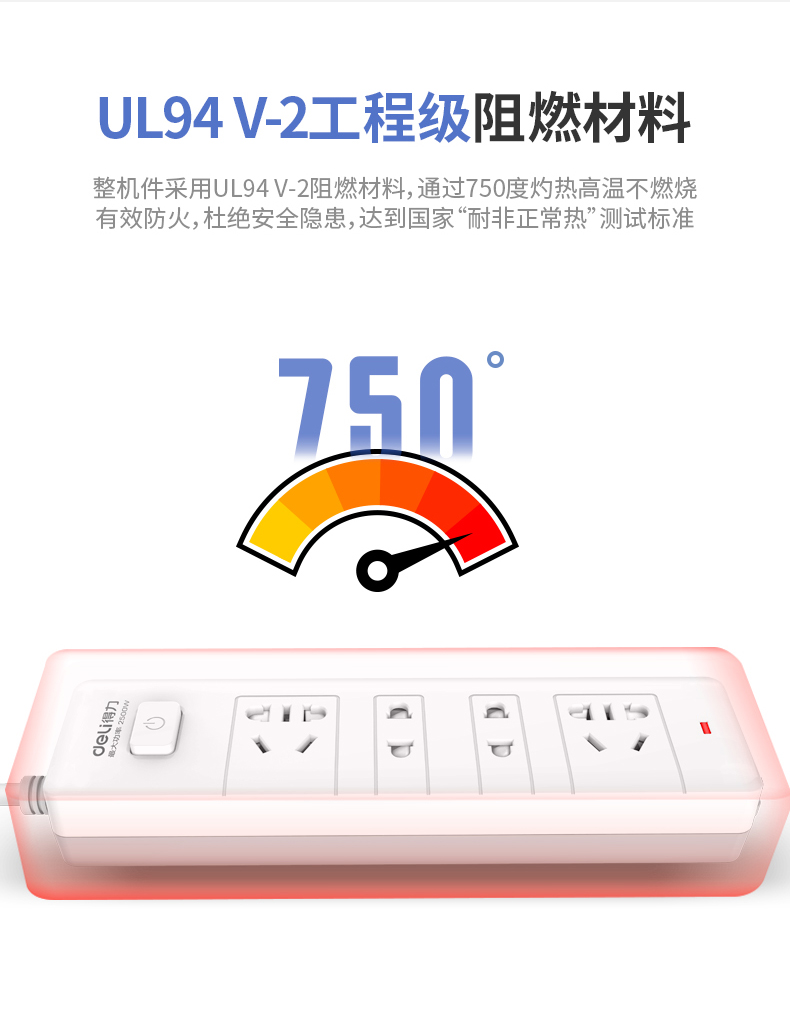 得力 新国标插座 3插位 2米 图10