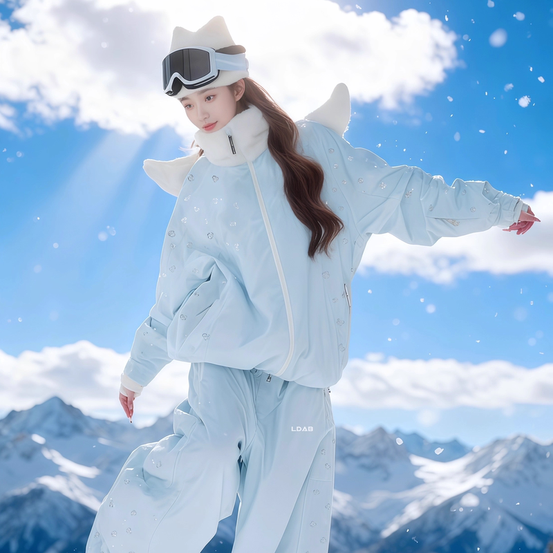 Kskm Blue Ski Suit for Women 2026 Autumn and Winter New Windproof, Waterproof and Cold-Proof Snowboard Suit Kskm Blue Ski Suit for Women 2026 Autumn and Winter New Windproof, Waterproof and Cold-Proof Snowboard Suit