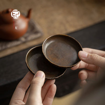Japanese retro pattern copper coaster Kung Fu saucer cup holder insulated tea mat household tea cup holder tea set tea ceremony accessories