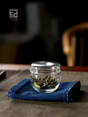 Yi Ji Japanese style small transparent glass tea jar Tea jar Non-sealed tea storage jar Portable mini small tea warehouse