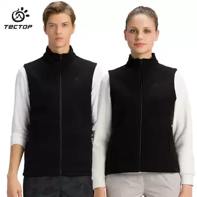 Exploratory autumn and winter thick fleece vest vest men and women stand collar wind and warm breathable fleece cardigan coral velvet vest