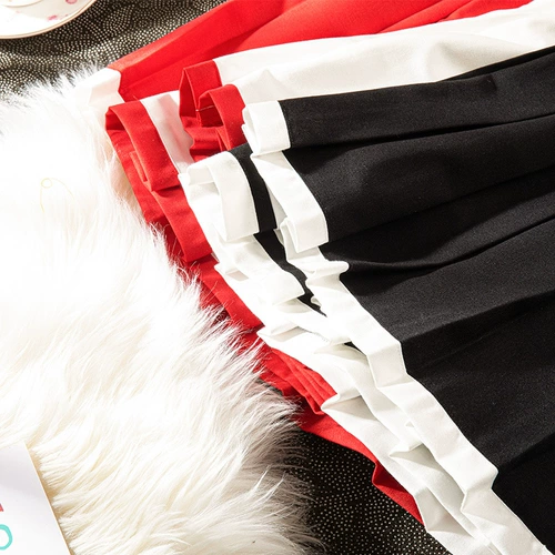 Красная юбка в складку, спортивная весенняя мини-юбка для отдыха, высокая талия, А-силуэт, по фигуре