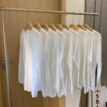 Exploits 100% pure cotton inner lap white t white long sleeves easy to hit bottom autumn winter new