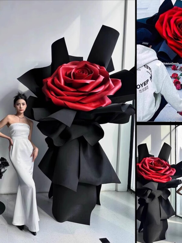Large Rose Bouquet Valentine's Day Ornaments Shopping Mall Window Display Decoration Outdoor Layout Wedding Background Layout