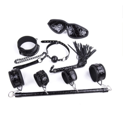 Spice Sm Bondage Steel Tube Hands And Feet Bundled Suit Diamond Stripmouth Ball Neck Trekking Collar Leather Whip Blindfold Adult Supplies