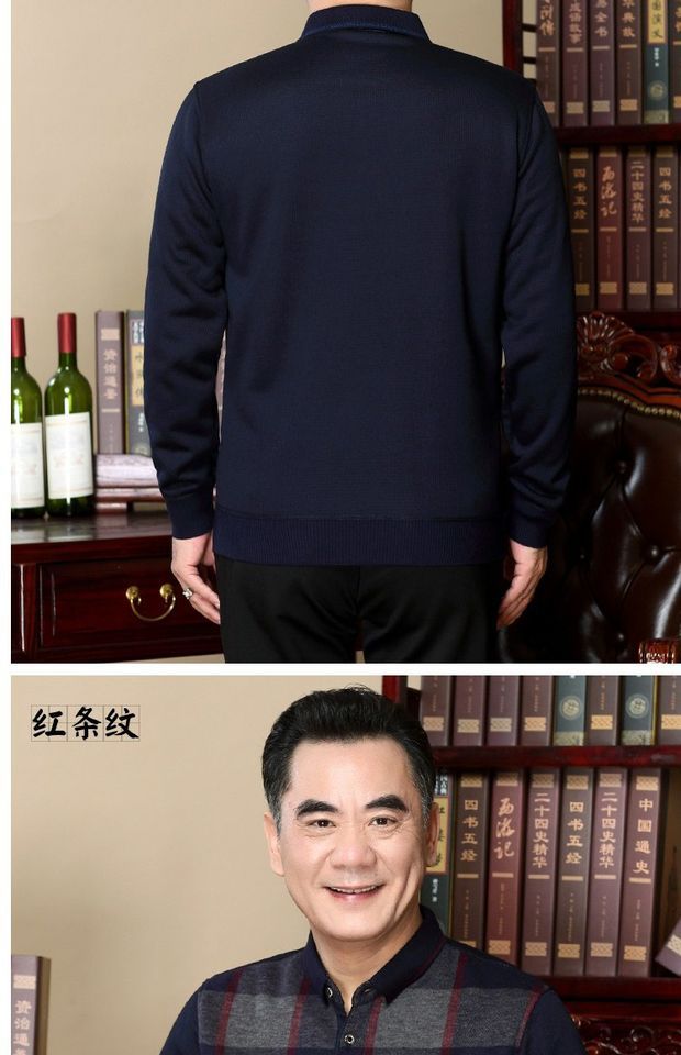 Áo sơ mi nam trung niên mùa đông, bố, cộng với áo len dày nhung, áo len nam trung niên, áo len ấm áp - Hàng dệt kim shop thời trang nam