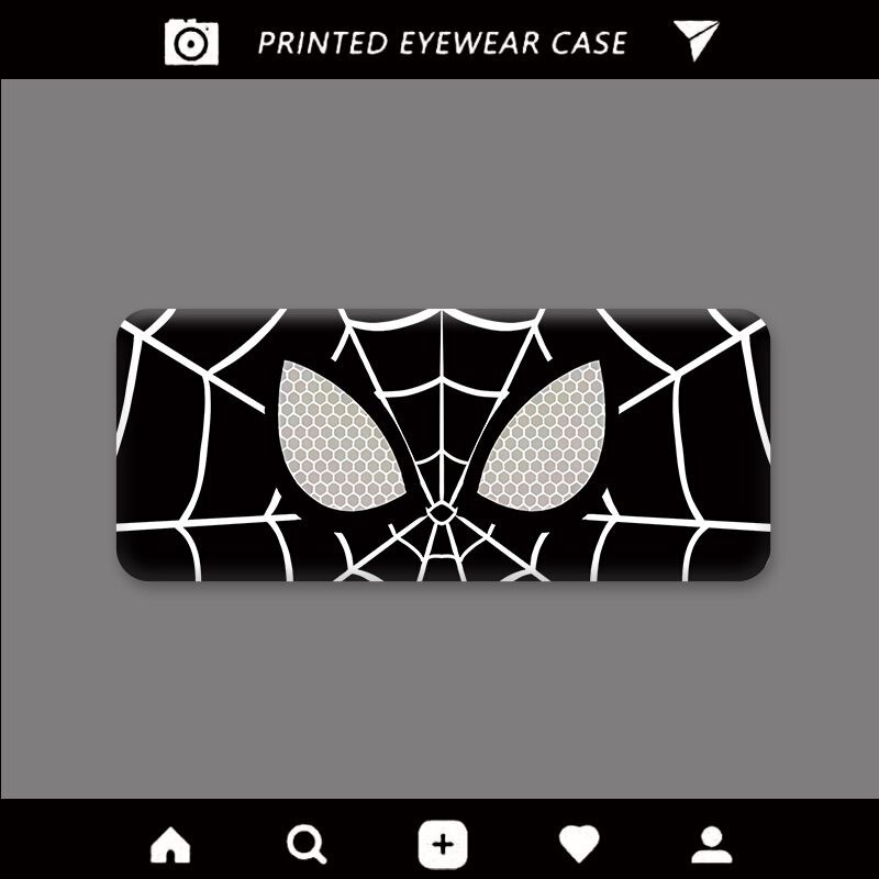 Cartoon Marvel Spider-Man Glasses Case Black and White High-Quality Portable Storage Box for Myopia Glasses and Sunglasses