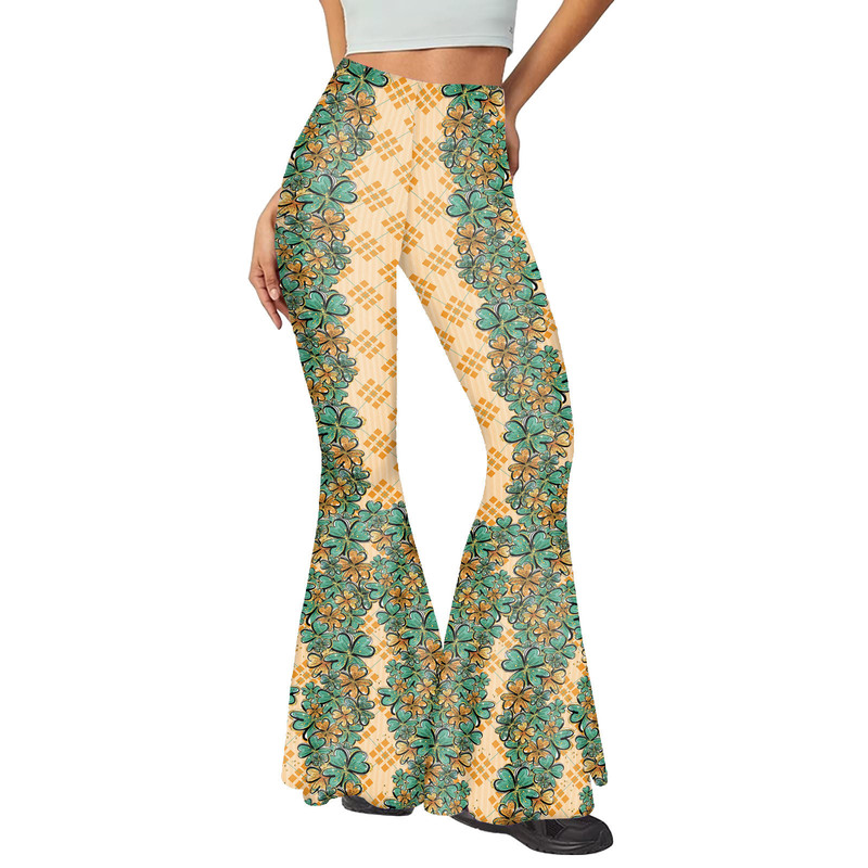 New Irish St. Patrick's Day Sexy Butt-Lifting Tight Leggings Women's Flared Pants with 3D Print