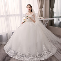 Light wedding dress 2021 new bride one-shoulder princess dress simple and thin Hepburn tie Qi out of the yarn woman