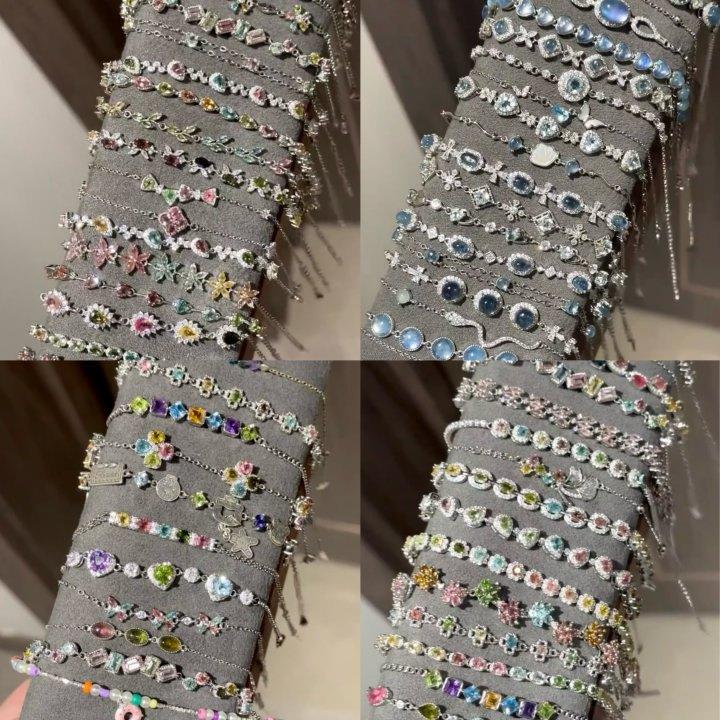French-Style Colorful Zircon Adjustable Bracelet, Light Luxury, High-End Feel, Personalized, Trendy, Fashionable, Versatile Jewelry