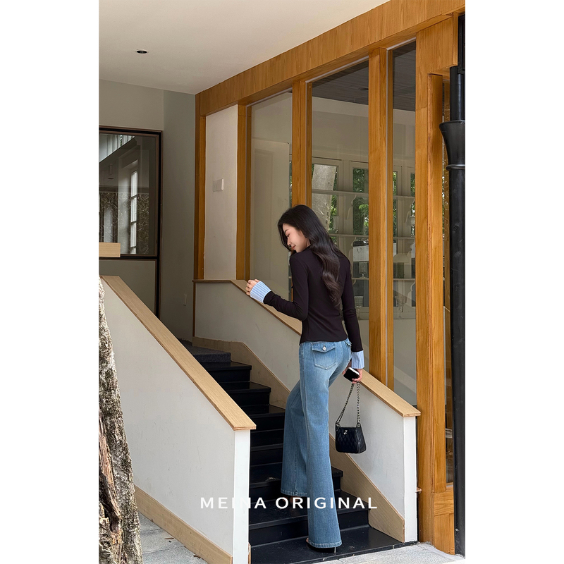 Boev【Silver Mountain Reappears】Lycra Lyocell 2026 New French-Style High-Waisted Straight-Leg Slim-Fit Jeans Boev【Silver Mountain Reappears】Lycra Lyocell 2026 New French-Style High-Waisted Straight-Leg Slim-Fit Jeans