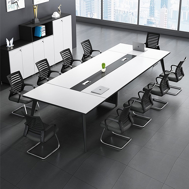 White creative conference table long table negotiation table and chair combination conference table simple modern long table office workbench