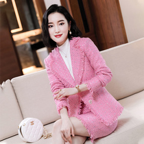 Pink professional dress womens suit 2021 spring and autumn Korean fashion celebrities temperament dress goddess Fan suit dress