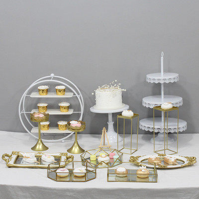 Platinum combination wedding dessert table ornaments European cake stand wedding dinner set display stand