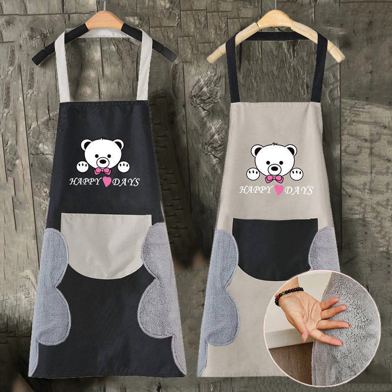Erasable apron for women Fashion cute young waterproof working clothes Waist Day Style Kitchen Dining Room Cooking Oil Proof Hood