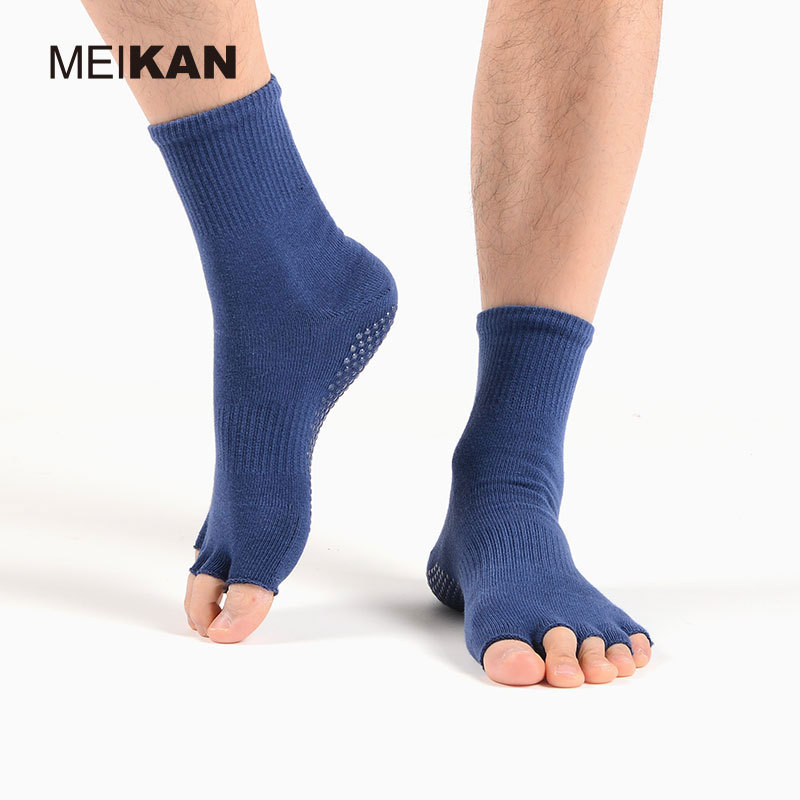 Yoga Socks Men's Five-Toe Socks Non-Slip Professional Women's Pilates Long Tube Indoor Sports Socks Open-Toe Summer Mid-Tube