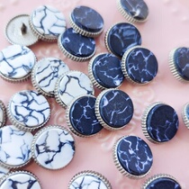 1311 No. 130 black and white textured stone metal buttons 20 pieces about 1 8 cm clothing handmade materials