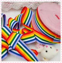 865 whole roll about 50Y rainbow stripe with diy bow hair accessories accessories width about 3 8-4cm