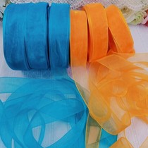 314 whole roll 50 yards 2 5cm Orange blue snow gauze with diy hair decoration material