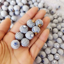 DF1207 whole bag of about 80 blue striped pendant beads about 1 5cm