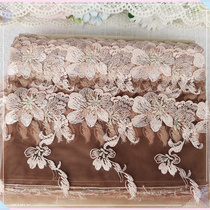 1303 whole board day single for about 14-15 yards coffee bottom colored silk embroidered lace diy doll clothing accessories