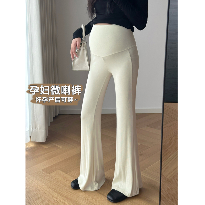 Maternity Flared Pants for Outerwear in Autumn and Winter, Fleece-Lined and Thickened Yoga Pants for Petite Women, Non-Constricting Leggings for Pregnant Women Maternity Flared Pants for Outerwear in Autumn and Winter, Fleece-Lined and Thickened Yoga Pants for Petite Women, Non-Constricting Leggings for Pregnant Women