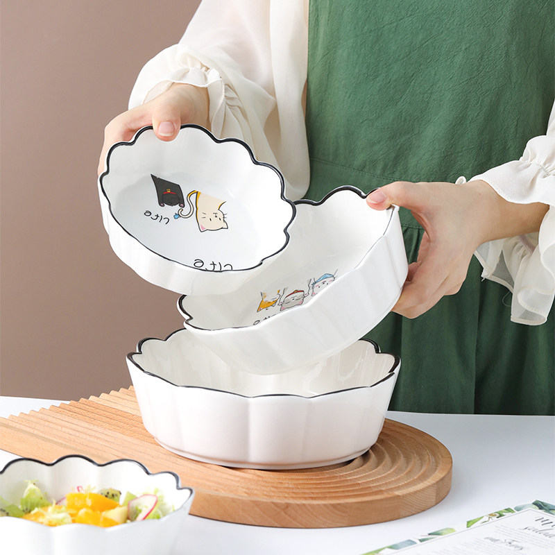 Home Creative Ceramic Bowl Single Cute Cartoon Fruit Salad Bowl Japanese Foam Bowl