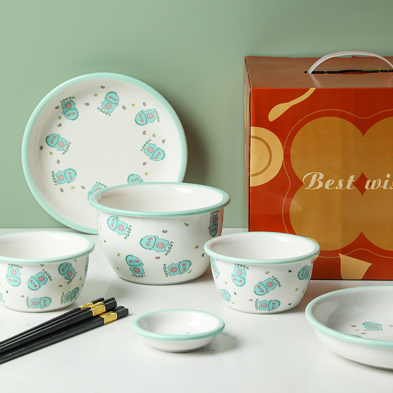 Dish suit household cartoon creative ceramic jobs lovely children eat dinosaur dishes dishes tableware gift box