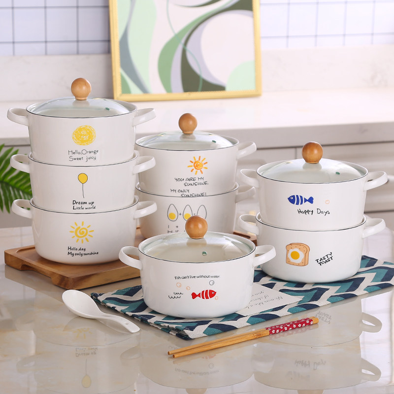 Large ceramic instant noodle bowl with lid for female student lunch box instant noodle set anti-scalding large-capacity dormitory rice bowl