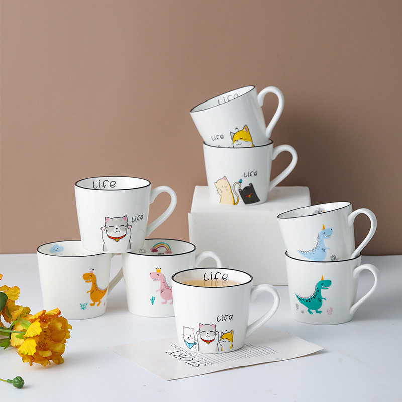 Ceramic Cup Household Drinking Cup Coffee Cup Creative Mug Office Tea Cup Cute Cartoon Couple Milk Cup