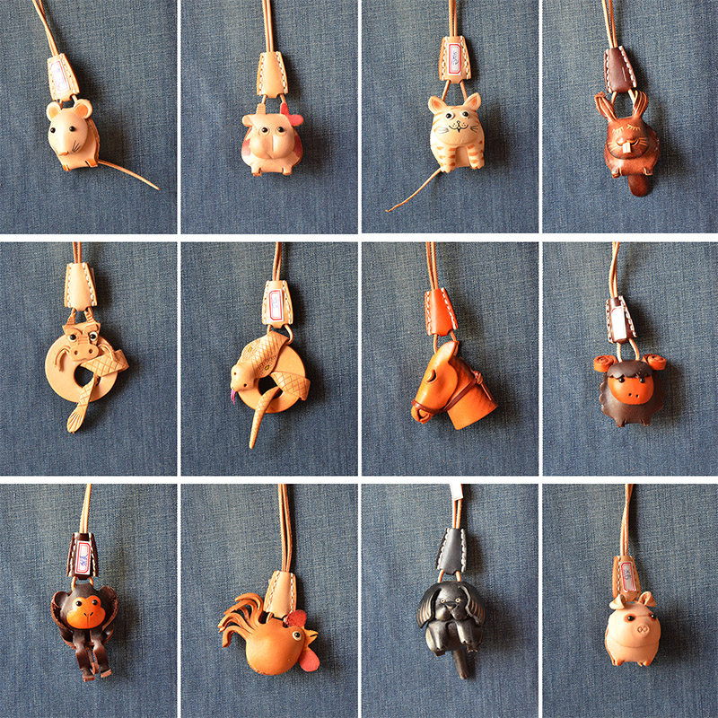 Zodiac Necklace Handmade Design Bull Leather Retro Creative Bull Leather Accessories National Minimalist Art Lock Bone Chain Rope