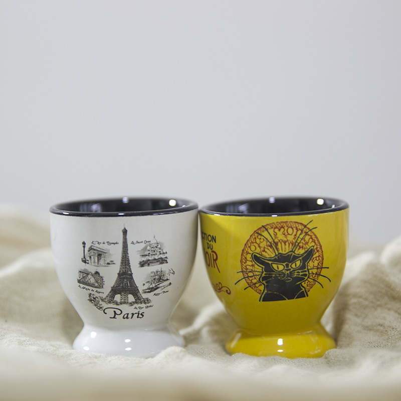 (2) under glaze color porcelain hat to small glass koubei glass cup sample tea cup of white wine cups of black glass