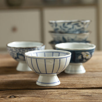 Hefeng four seasons ceramic high-foot snack dessert bowl