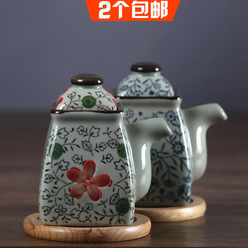 And wind seasons under the glaze color Japanese ceramic kitchen restaurant tableware condiment bottles of caster capped vinegar bottle oil bottle