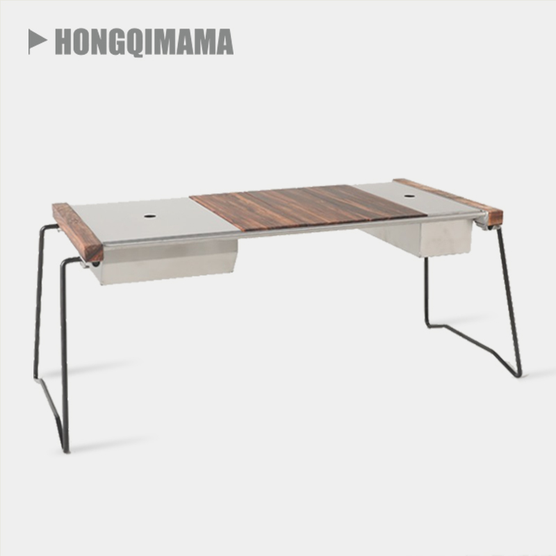 Outdoor Campaign Combination BBQ Table SPIGT System Table TNR Small Zebra Table Folded Solid Wooden Car Car Portable Table