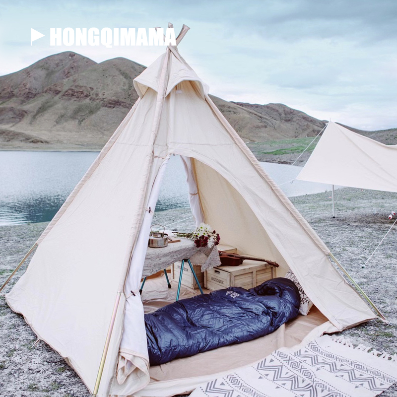 Red Flag Mama Outdoor Indian Cotton Tent 3-4 people camping pyramid canopy spire camping cotton tent