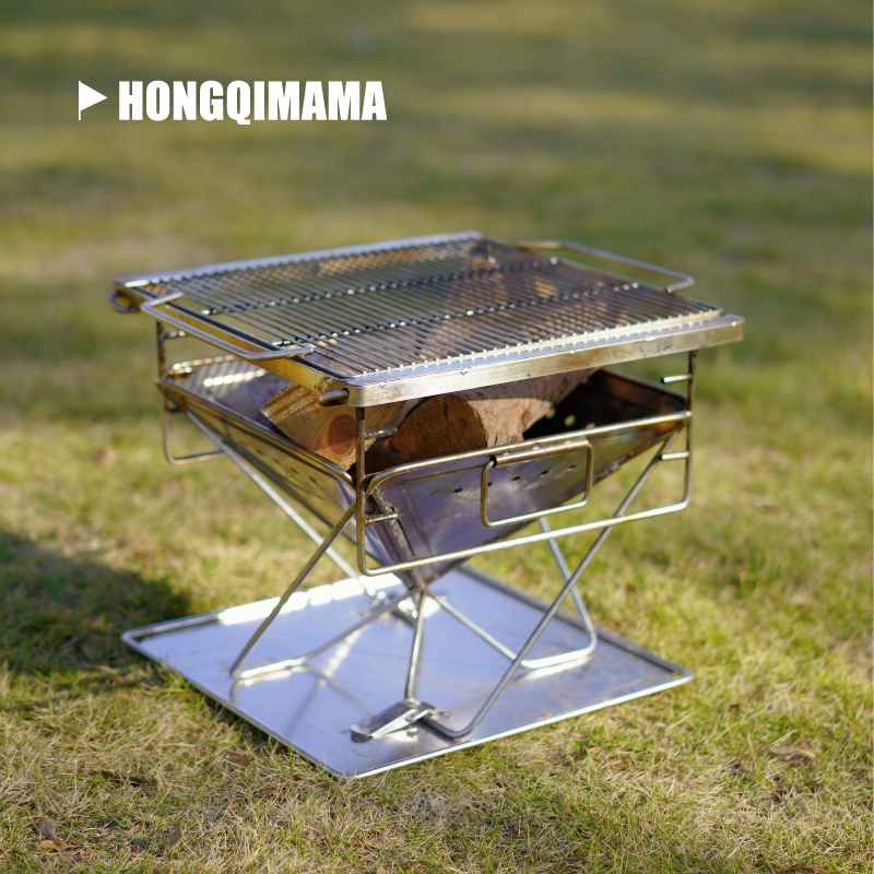 Coman Incineration Station Outdoor Camp Equipment Camping Portable Stainless Steel Folding Barbecue Grill Firewood Campaign