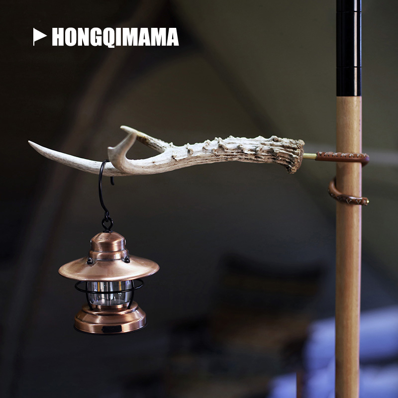 Thous Winds outdoor sky rod hooked brass deer angle hooked kerosene lamp tent hook lamp frame