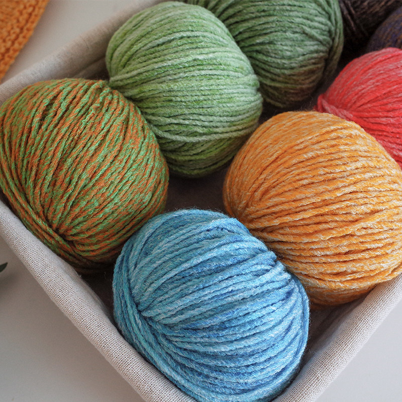 Barbarian brother neon clothes medium thick wool thread stick needle wool ball hand-knitted scarf line sweater hand-knitted line diy