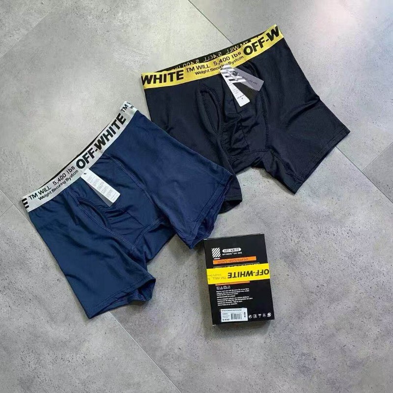 Trendy Brand Off Men's Underwear Collaboration Zebra Stripe Stretch Nylon Ow Boxer Briefs Long Style Sports 1 Piece Box