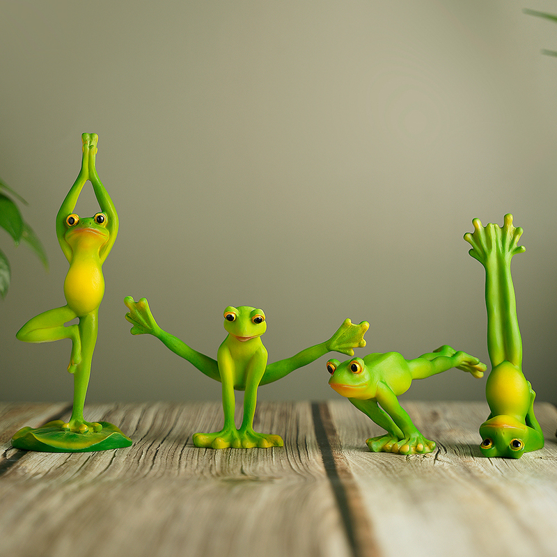 American-Style Pastoral Artificial Resin Frog Ornaments Home Decoration Yoga Frog Ornaments Living Room Study Bedroom Furnishings