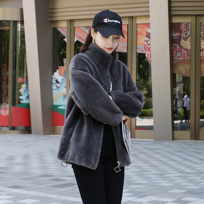 Winter fur one lamb velvet fur sheep shearing coat grain velvet Korean version young lamb wool coat women