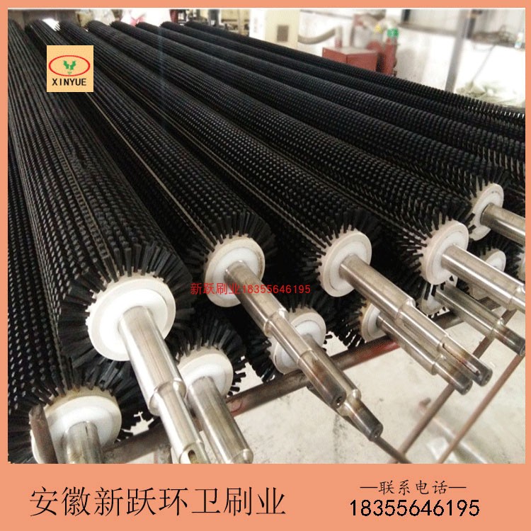 Industrial cleaning brush roller set made nylon plastic roller brushed round fruit and vegetable cleaner brush food polished brush