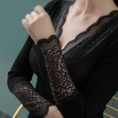 Japanese warm clothing underwear plus velvet thickened women's body tight long sleeve inner clothing autumn clothing women's single coat winter