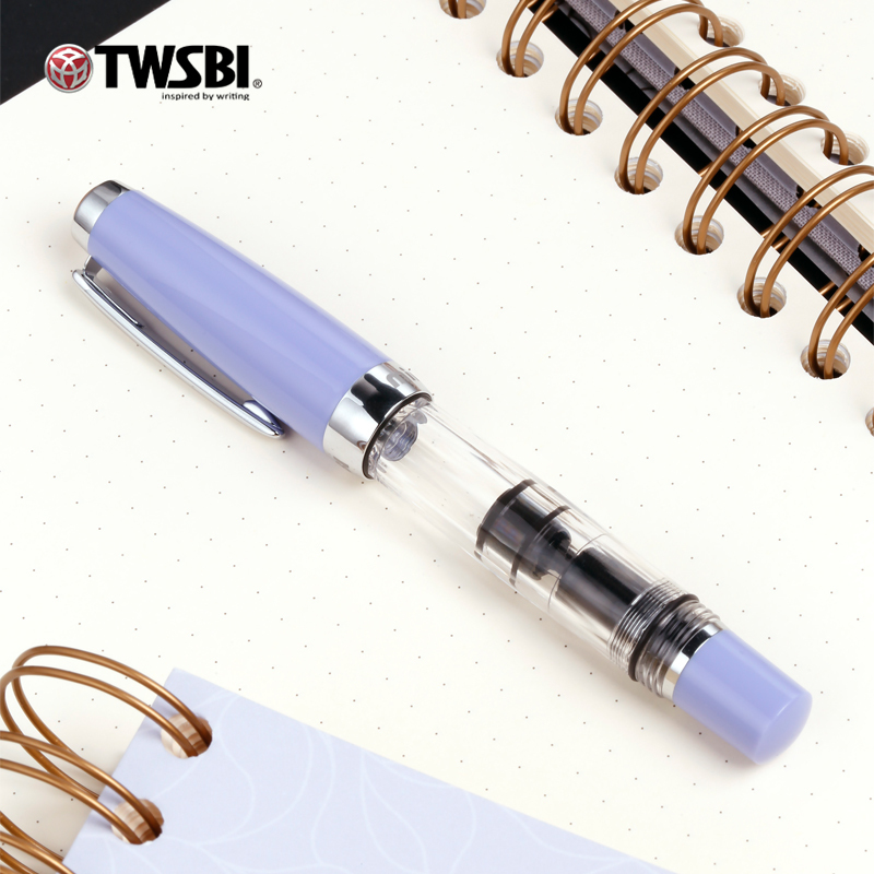 Twsbi Taiwan Sanwentang 580 Mini Transparent Demonstration Lavender Purple Fountain Pen Piston Filling Student Gift