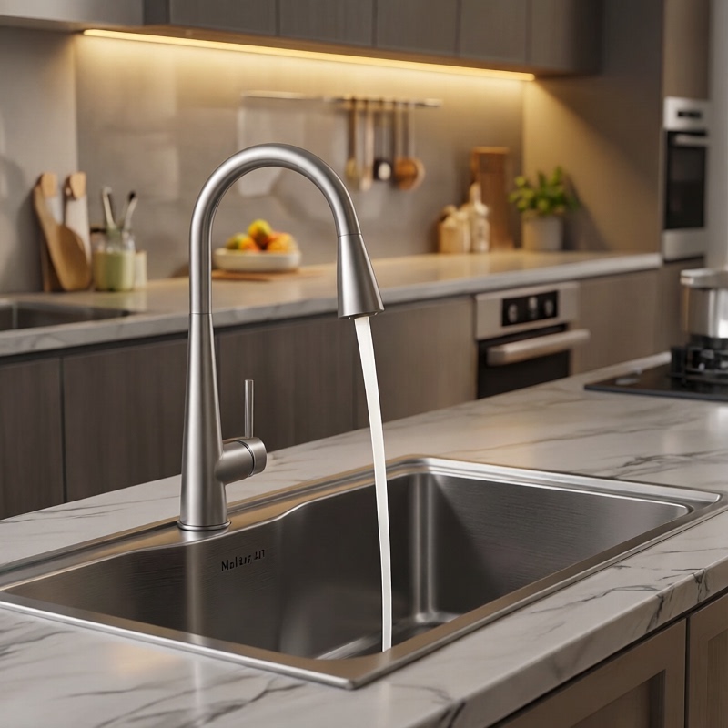 Moen Kitchen Faucet for Sink, All-Copper, Hot and Cold, Rotating, Splash-Proof, Sink Water Spout, Dishwashing Sink Faucet 7864