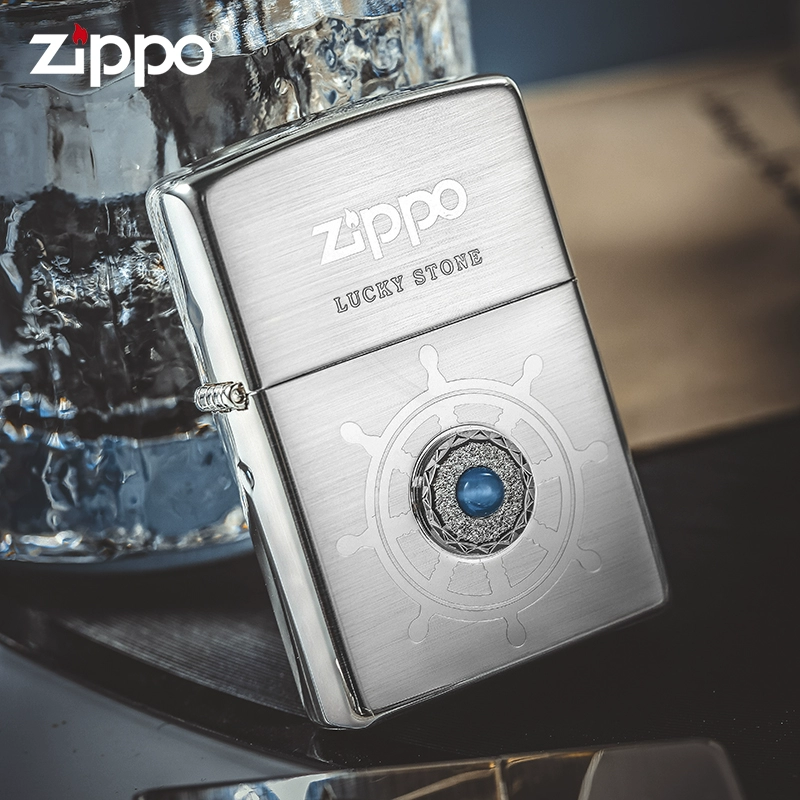 Hoa Kỳ zippo Zippo chính hãng nhẹ hơn chải đá bạc may mắn đến khi quầy là chính hãng - Bật lửa