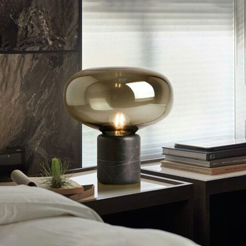 Postmodern minimalist marble table lamp Nordic book room Bedroom designer Decorative Glass Bed Head Lamp Small Table Lamp