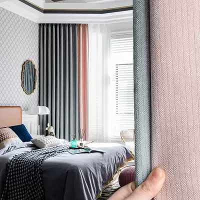 ins wind new curtains light luxury living room finished high-end Chenille girl hook-up shading bay window stitching cloth 2
