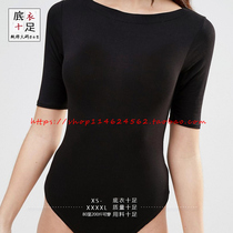 Summer new adult womens large size small round neck mid sleeve one-piece cotton slim ballet dress top Shebin dress